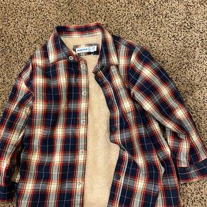 Mayoral plaid top with faux inner fur… so warm and cozy soft!  100% cotton